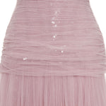 Load image into Gallery viewer, PLEATED TULLE AND SEQUINS STRAPPLESS GOWN
