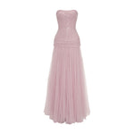 Load image into Gallery viewer, PLEATED TULLE AND SEQUINS STRAPPLESS GOWN
