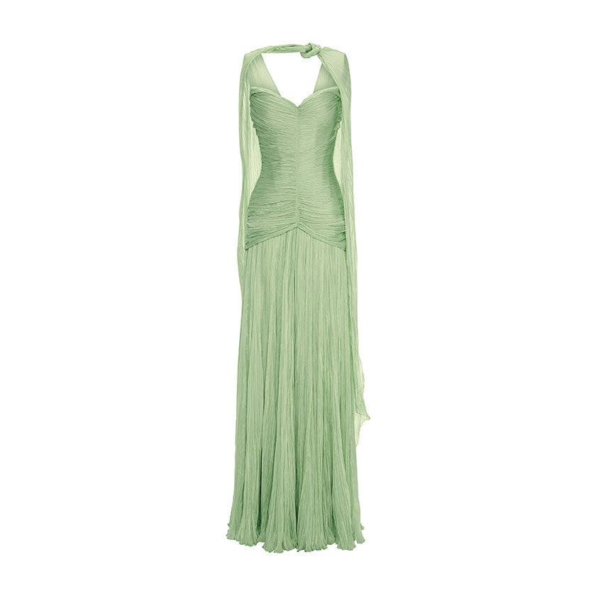 RUCHED SILKY CHIFFON GOWN