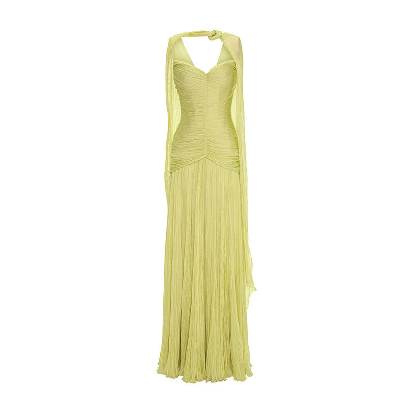 RUCHED SILKY CHIFFON GOWN