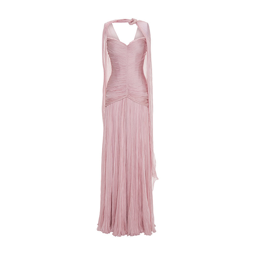 RUCHED SILKY CHIFFON GOWN