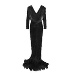 Load image into Gallery viewer, HAND PLEATED LONG SLEEVES SILK GOWN WITH FRONT CAPE
