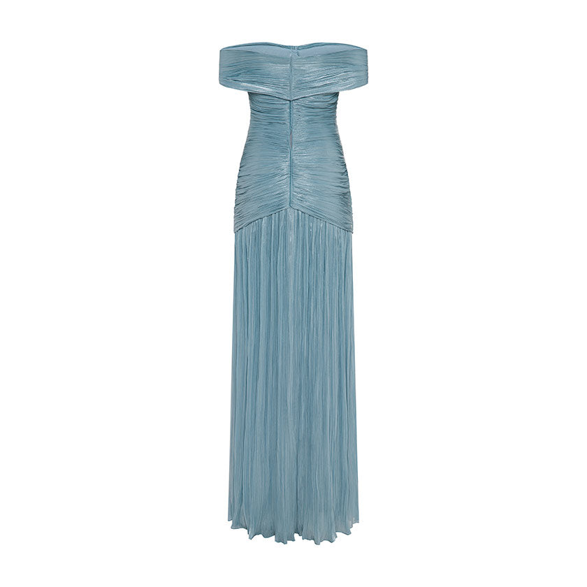 RUCHED SILK SATIN OFF SHOULDER GOWN MARMAR HALIM FASHION DESIGN LLC RUCHED SILK SATIN OFF SHOULDER GOWN MARMAR HALIM FASHION DESIGN LLC