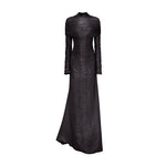 Load image into Gallery viewer, LONG-SLEEVED PLEATED GOWN WITH DETACHABLE CAPE
