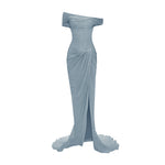 Load image into Gallery viewer, HAND PLEATED SILK WITH TWISTED SLIT GOWN
