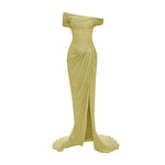 Load image into Gallery viewer, HAND PLEATED SILK WITH TWISTED SLIT GOWN
