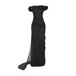 Load image into Gallery viewer, OFF-SHOULDER DRAPED SILKY CHIFFON GOWN WITH SIDE TAIL

