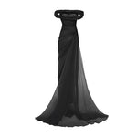 Load image into Gallery viewer, OFF-SHOULDER DRAPED SILKY CHIFFON GOWN WITH SIDE TAIL
