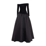 Load image into Gallery viewer, SLEEVED OFF-SHOULDER CREPE AND TAFFETA GOWN

