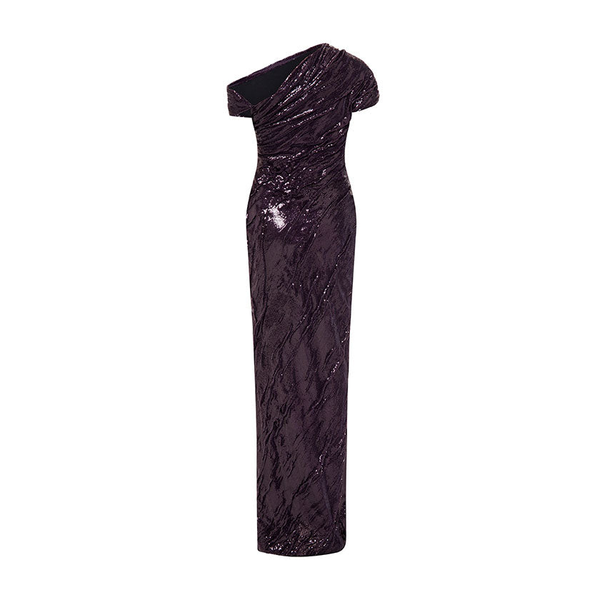 TIWSTED SEQUINED WITH ONE SHOULDER GOWN
