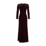 Load image into Gallery viewer, LONG -SLEEVE CREPE GOWN WITH EMBODIED SHOULDER AND SLEEVE

