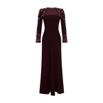 Load image into Gallery viewer, LONG -SLEEVE CREPE GOWN WITH EMBODIED SHOULDER AND SLEEVE
