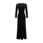 Load image into Gallery viewer, LONG -SLEEVE CREPE GOWN WITH EMBODIED SHOULDER AND SLEEVE

