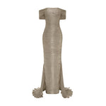 Load image into Gallery viewer, HAND PLEATED SILK WITH TAIL GOWN
