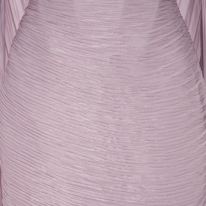 RUCHED STRAPLESS SILK GOWN WITH CAPE