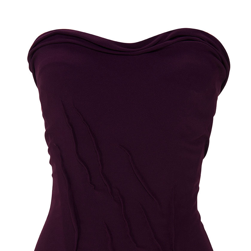 HAND-MANIPULATED CREPE GOWN WITH CAPE