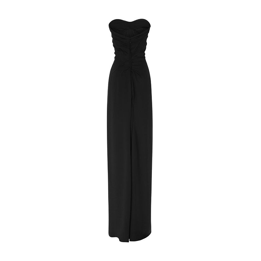 HAND-MANIPULATED CREPE GOWN WITH CAPE