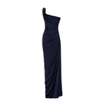 Load image into Gallery viewer, ONE STRIPED SLEEVE SILKY SATIN GOWN
