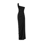 Load image into Gallery viewer, ONE STRIPED SLEEVE SILKY SATIN GOWN
