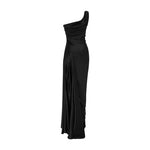 Load image into Gallery viewer, ONE STRIPED SLEEVE SILKY SATIN GOWN
