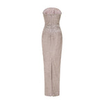 Load image into Gallery viewer, STRAPLESS CRYSTAL STONE STRAIGHT GOWN
