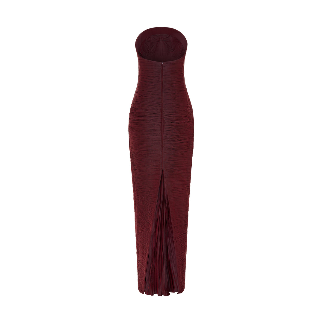 STRAPLESS PLEATED STRAIGHT GOWN