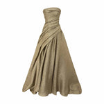 Load image into Gallery viewer, Strapless Jacquard Lurex Draped Dress