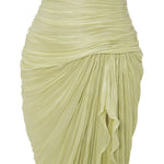 Load image into Gallery viewer, SILK ROSEYA PLEATED DRESS WITH DETAILED SLIT
