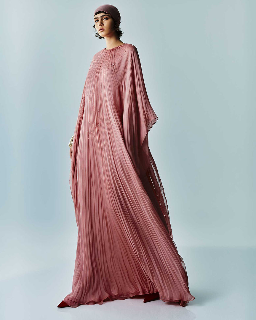 Pleated Chiffon Silk Caftan