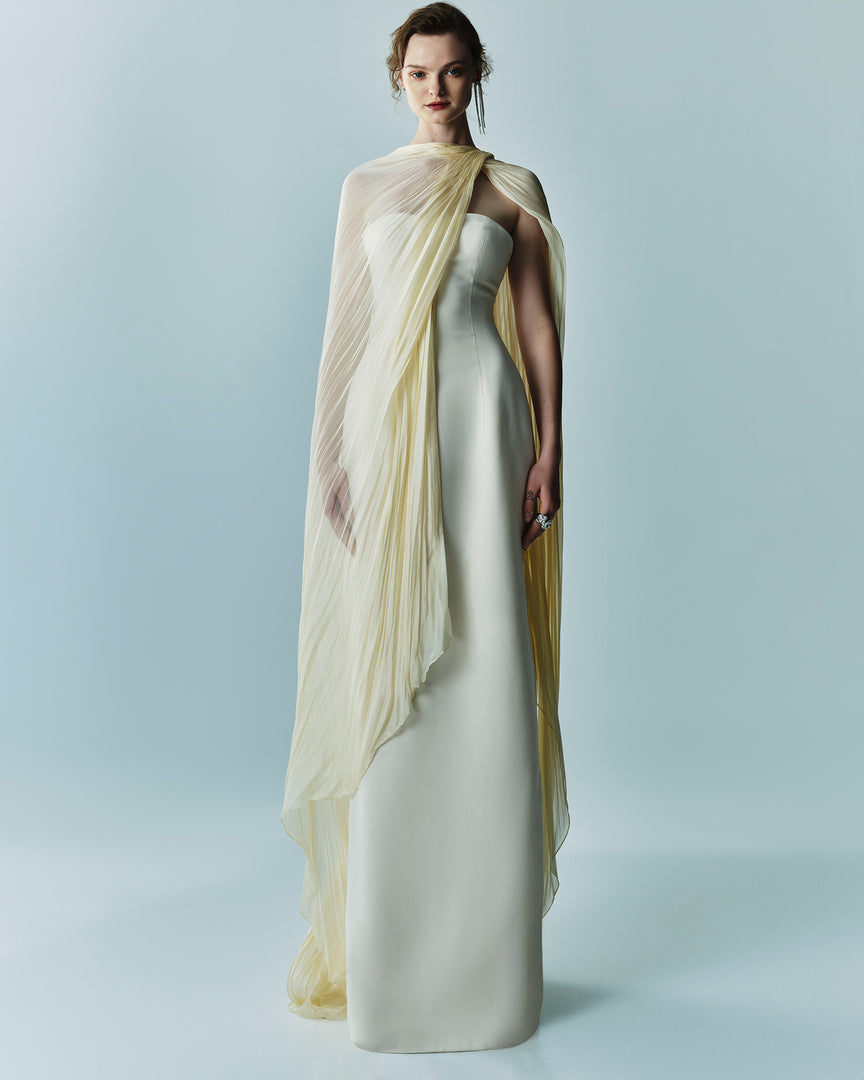 Chiffon Scarf Crepe Maxi Dress