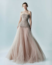 Crystal-Embellished Stone Laced Top