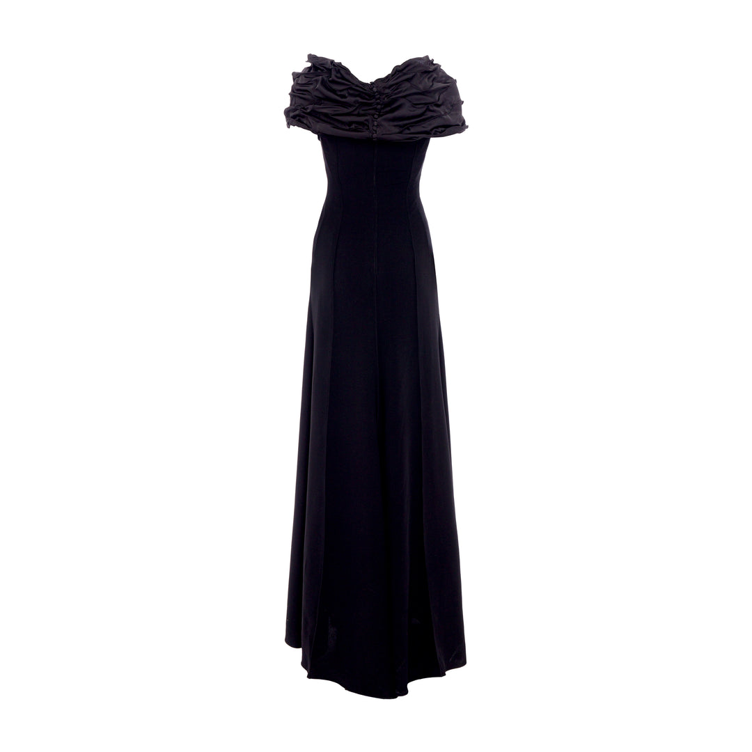 Long crepe dress with Satin wire top