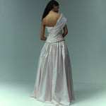 Load image into Gallery viewer, Hand pleated, one shoulder draped top Tafeta gown
