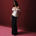 Load image into Gallery viewer, Off Shoulder hand pleated mikado top and hand pleated Taffeta skirt
