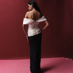 Load image into Gallery viewer, Off Shoulder hand pleated mikado top and hand pleated Taffeta skirt
