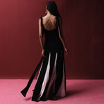 Load image into Gallery viewer, Sweetheart neckline Crepe gown with cutout slit and  hand-pleated Crepe underlay
