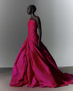 Load image into Gallery viewer, One shoulder draped tafeta gown with slit
