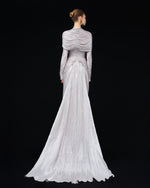 Load image into Gallery viewer, LONG-SLEEVED PLEATED GOWN WITH DETACHABLE CAPE
