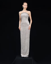 STRAPLESS CRYSTAL STONE STRAIGHT GOWN