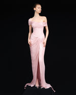 Load image into Gallery viewer, HAND PLEATED SILK WITH TWISTED SLIT GOWN
