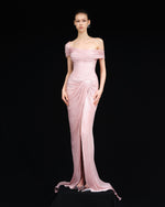 Load image into Gallery viewer, HAND PLEATED SILK WITH TWISTED SLIT GOWN
