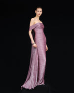 Load image into Gallery viewer, HAND PLEATED SILK WITH TAIL GOWN
