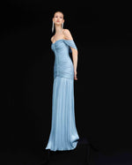 Load image into Gallery viewer, RUCHED SILK SATIN OFF SHOULDER GOWN
