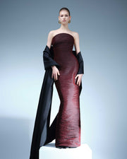 STRAPLESS PLEATED STRAIGHT GOWN