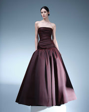 DRAPED TAFFETA WITH BALL SKIRT GOWN