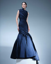 DRAPED ONE SHOULDER BODICE MERMAID GOWN