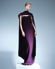 HAND-MANIPULATED CREPE GOWN WITH CAPE