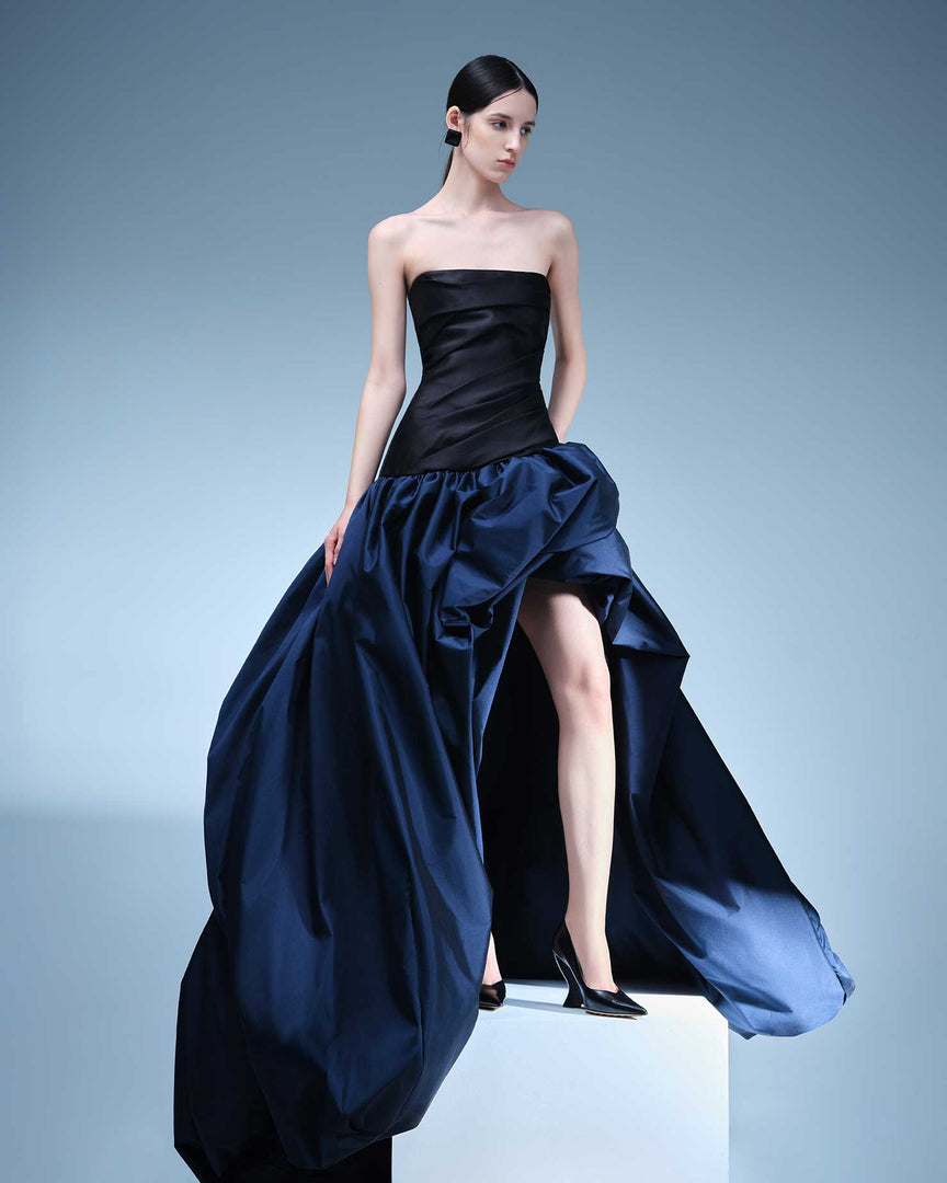 MIKADO AND TAFFETA SKIRT GOWN