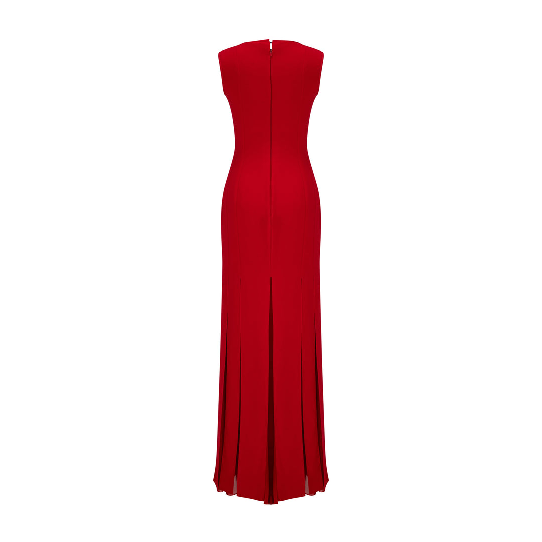 Crepe Dress With Detailed Chiffon