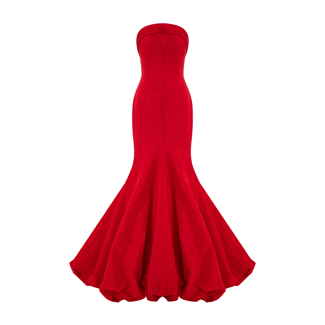 Strapless Taffeta Fish-Cut Dress